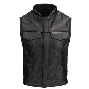 Chaleco de cuero transpirable para exteriores para hombre, ajustado, elegante, sin mangas, chaleco de moda, motorista, ropa clásica para montar - Product Image 1
