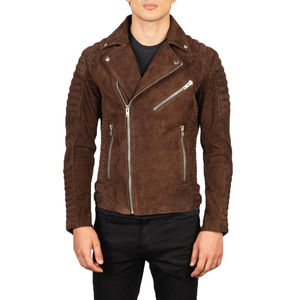 Chaquetas de motorista de cuero marrón iónico para hombre, chaqueta de cuero con estampado de logotipo personalizado, chaqueta de cuero de manga larga transpirable a prueba de viento - Product Image 1