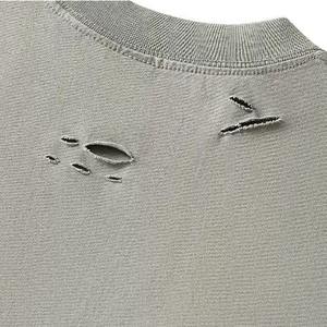 Camiseta Lisa holgada de algodón 100% Vintage para hombre, Jersey desgastado de gran tamaño GSM 300, ropa de verano teñida de talla grande - Product Image 3