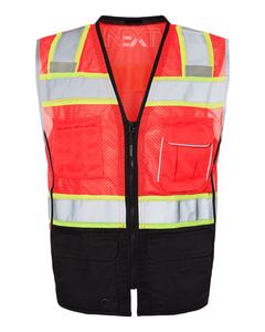 Chaleco de Seguridad Reflectante Transpirable de Alta Visibilidad al por Mayor, Color Rojo, Logotipos Personalizados, Múltiples Bolsillos, Ropa de Trabajo de Alta Calidad para Invierno - Product Image 1