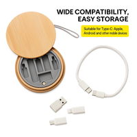 Câbles USB 6 en 1 Multi Set 60W Type C Micro Charging avec boîtier rond en bambou écologique