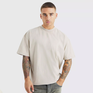 T-shirt à manches courtes surdimensionné de haute qualité pour hommes 100% coton T-shirts unis à épaules tombantes personnalisés pour hommes - Product Image 1