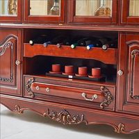 Meuble de présentation de luxe en teck massif, écologique, durable, fait main, style antique, avec porte à panneaux carrés, pour la maison