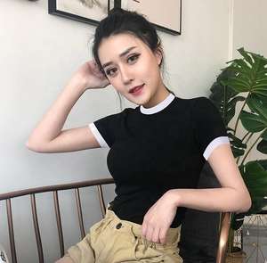 Vente en gros Haut court de sport d'été de haute qualité pour femmes Fabricants de vêtements unis Logo personnalisé 180GSM T-shirt court pour femmes - Product Image 2