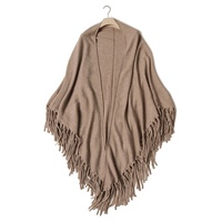 Écharpe triangulaire oversize en cachemire à franges pour femme, douce et luxueuse, en tricot, mélange de laine, châle-plaid, OEM ODM, collection hiver
