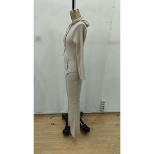 Conjunto de Dos Piezas de Blusa y Pantalón con Cierre Frontal y Mangas Largas para Mujer, 28790 - Beige - Product Image 5