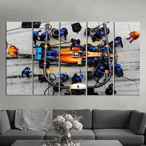 Lando Norris McLaren F1 Art : Toile imprimée sur le thème de la course automobile, lot de 5 toiles - Product Image 1