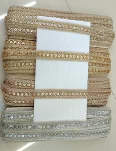 Dentelle brodée en sequins en voile 100% coton, fabriquée à la machine, écologique, sur mesure, pour vêtements, chaussures, sacs, artisanat, art - Product Image 3