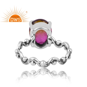Nuevo diseño elegante plata esterlina Natural Bio Petro turmalina doblete cuarzo anillo de piedras preciosas fabricante de joyería personalizada - Product Image 2