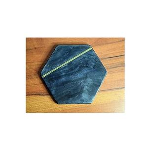 ชุดที่รองแก้วหินอ่อนและทองเหลืองสีเขียวสุดหรูของนักออกแบบตกแต่งบ้านรูปทรงการออกแบบดอกไม้ขายดี - Product Image 3