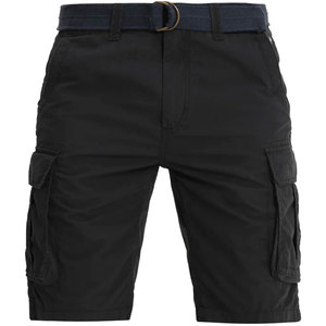 กางเกงขาสั้นคาร์โก้ผ้าฝ้าย100% ผู้ชายสีดำมีกระเป๋า6ใบแบบลำลองสีทึบมีกระเป๋าขนาดใหญ่เอวกลางระบายอากาศได้ดี - Product Image 6