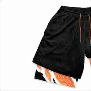 FIT FRONT Industry's New Design Double <b>Layer</b> Compression Shorts Breathable Casual Solid Pattern in Various Sizes - Product Image 5