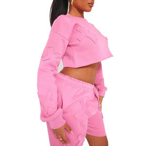 2025 OEM Femmes Crop Sweat À Capuche Surdimensionné À La Mode Coton Polaire Pull - Product Image 3