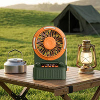 Ventilateur de camping rechargeable 2026 avec lumière FM LED, génération d'énergie manuelle, chargement USB 10000 mAh pour la maison et l'extérieur