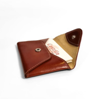 Dompet Kartu Kulit Asli Castello Berkualitas Tinggi, Unisex, Bentuk Amplop Ramping, Luas, Praktis, Vintage, dengan Kancing Pengunci