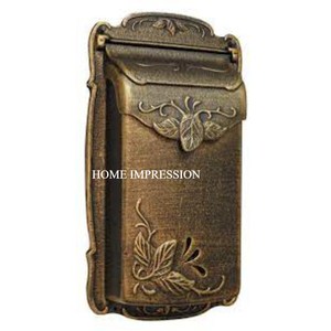 Wholesale Small Metal Post <b>Box</b> Mailbox <b>Wall</b> <b>Mounted</b> Outdoor Mail Letter <b>Box</b> Forged Design Brown Color Shade Vintage Style - Product Image 2