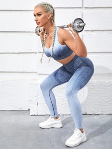 Conjuntos de mallas deportivas de alta calidad para mujer, gimnasio, entrenamiento, Fitness, sujetador sin mangas, ropa de Yoga, Top corto, conjuntos de Yoga - Product Image 2