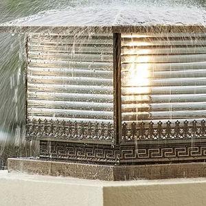 Hj होम कॉटेज समकालीन सौर फ्लैमेलेस आधुनिक संचालित बाहरी दीवार के नीचे नीचे पैटियो स्तंभ लालटेन रोशनी - Product Image 2