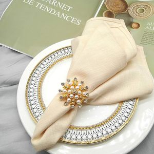 Anneaux de serviette en métal avec perles dorées et strass, décoration de table élégante pour les fêtes, les mariages, les réunions de famille, les dîners formels et décontractés. - Product Image 5