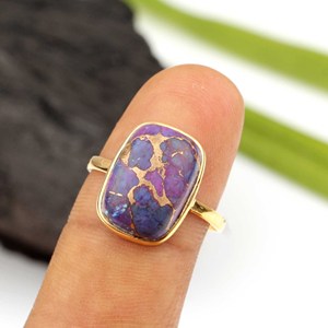 Trendy Natural Mohave Purple Copper Turquoise <b>Ring</b> Bezel <b>Cushion</b> 925 Sterling Silver Bohemian jewelry Custom Jewelry Manufacture - Product Image 4