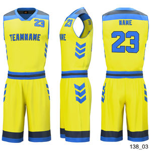 Conjuntos de uniformes de baloncesto unisex personalizados al por mayor estampado por transferencia de calor 100% poliéster de secado rápido transpirable de talla grande color personalizado - Product Image 3