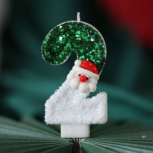 Parafina creativa número vela hecha a mano de fábrica al por mayor verde blanco Santa pastel Topper para cumpleaños - Product Image 2