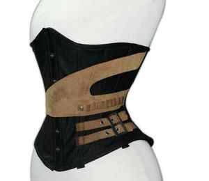 Women's Custom Breathable Leather Tank <b>Top</b> Strapless Corset Design Embroidery Button Lace Decoration Short Length Sexy <b>Top</b> - Product Image 4