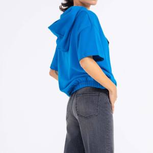 Best Price Women's Plus Size Cotton <b>Crop</b> <b>Top</b> Hoodies Winter Autumn Streetwear with Embroidered Printed Techniques Made Pakistan - Product Image 4