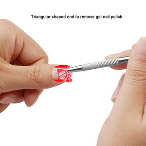 Double Ends Stainless Steel Triangle <b>Cuticle</b> Peeler Scraper Dead Skin Pusher Remove Gel Nail Polish Nail Art Remover <b>Tool</b> - Product Image 2