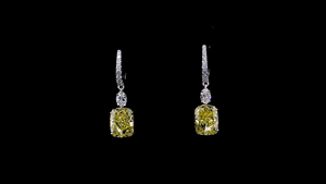 Pendientes de Aro Ovalados de Lujo con Gema Amarilla de Laboratorio y Diamantes Cultivados en Laboratorio |   Colección Fiesta - Product Image 2