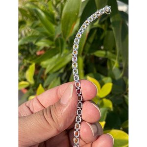 Bracelet manchette en argent 925 multi-saphirs, forme numérique classique, cadeau pour un style classique, en laiton - Product Image 6
