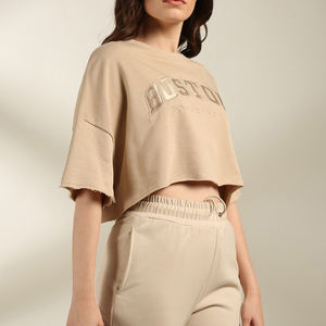 Mejor diseño camiseta femenina al por mayor camiseta para mujer Casual 100% algodón camiseta en blanco Boxy mujeres - Product Image 1