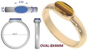 Anillo de Boda de Plata de Ley 925 Chapado en Oro con Labradorita Natural de Forma Ovalada en Engaste de Bisel Clásico con Certificado IGI - Product Image 5