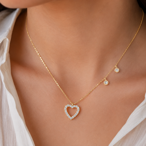จี้เพชรทรงหัวใจเพาะเลี้ยงในห้องปฏิบัติการ สร้อยคอทองคำแท้ 14K 18K ประดับเพชรแบบลอย DEF VVS เครื่องประดับชั้นดีสำหรับผู้หญิง - Product Image 2