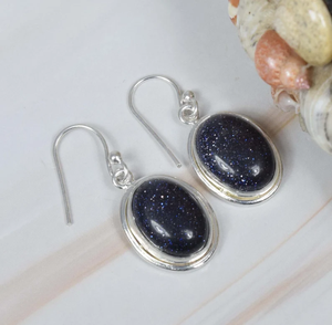 925 argent Sterling pierre précieuse bleu pierre de soleil mode boucles d'oreilles à la main forme ovale pierre de naissance bijoux cadeau pour elle en gros - Product Image 2