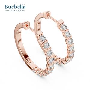 Offre Spéciale personnalisé 925 argent Sterling plaqué argent rond cerceau taille brillant laboratoire cultivé diamant Hip Hop Style boucle d'oreille pour les femmes - Product Image 3