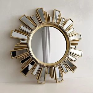 Espejo montado en la pared para decoración del hogar Espejo montado en la pared de lujo chapado en oro superventas Espejos de pared decorativos de forma ovalada - Product Image 3