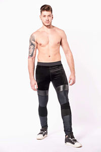 Diseña tu propio 100% Poliéster Tejido elástico Hombres negro con paneles Delux Legging Correr Compresión Gimnasio Pantalones de yoga - Product Image 3