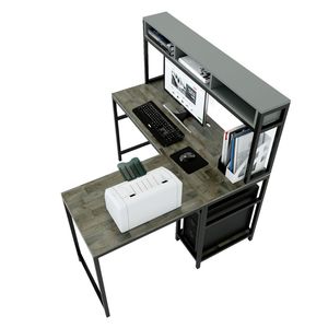 L-Shaped <b>Corner</b> PC/Gaming <b>Desk</b> with Wooden Bookshelf and Drawer 120x130x133cm 12-Month Guarantee COD68037 for Hotels - Product Image 1