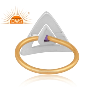 Dernière conception faite à la main 18K plaqué or naturel améthyste pierre précieuse triangulaire empilable bague fabricant de bijoux personnalisés - Product Image 5