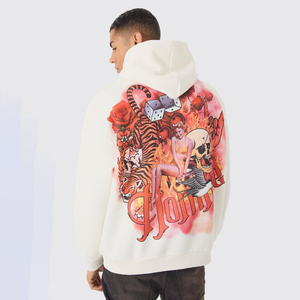 Sudadera con capucha con patrón lavado ácido Retro para hombre de marca personalizada Nueva tendencia Estampado en polar Temporada de invierno Talla 3XL sin cordón - Product Image 5