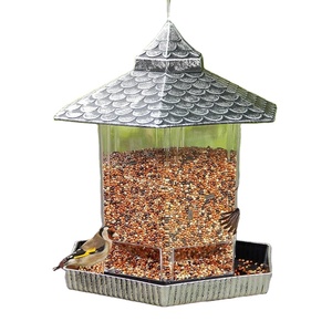 COMEDERO DE PÁJAROS COLGANTE DE METAL NUEVO DE CALIDAD ESTÁNDAR ALIMENTADOR DE PALOMAS CON RECUBRIMIENTO EN POLVO VENTANA DE PLATA A PRUEBA DE ARDILLA - Product Image 1