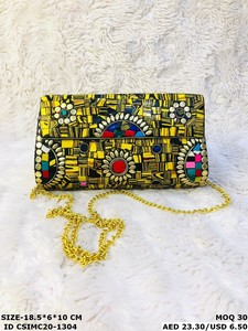 Thiết kế thủ công kim loại khảm ly hợp túi truyền thống Ấn Độ thủ công sản xuất tại Ấn Độ - Product Image 4