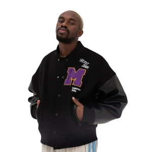 Vestes d'université brodées personnalisées à col montant style High Street pour hommes avec logo à l'avant - Product Image 1