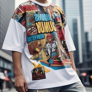 Custom Graphic T-shirt Oversized Heavyweight <b>Tshirt</b> Kornit DTG Big Logo DTG Print 100% cotton T-shirt for men loose fit - Product Image 2