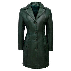 Nuevo Abrigo de Cuero Negro Atlántico para Mujer, Estilo Clásico, Corte Entallado, Abrigo Largo, Peso Personalizado, Impresión, Servicio ODM de Invierno - Product Image 1