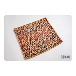 Durable Eco Friendly Handwoven Jute Rug with Natural Multi Color PET Yarn for Living Room Bedroom and Stylish Home <b>Flooring</b> - Product Image 4