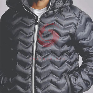 Embossing Design Men's Winter Premium Streetwear Solid Zipper Button Canvas Jackets Stand <b>Polyester</b> <b>Filled</b> Custom Lining Tags - Product Image 2