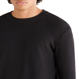 100% tricoté coton gaufré tissu fait à manches longues chemises pour hommes en gros bas prix chemise à col rond avec Logo personnalisé imprimé - Product Image 4