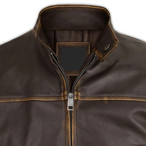 Chaqueta de cuero para hombre, precio al por mayor, chaquetas de cuero genuino, chaqueta de motorista de piel de vaca de alta calidad para hombre - Product Image 3